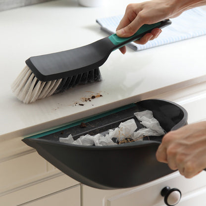 2-Piece Handheld Dustpan and Brush Set Mini Broom with Soft Rubber Lip for Kitchen Desktop Car and Camping Cleaning