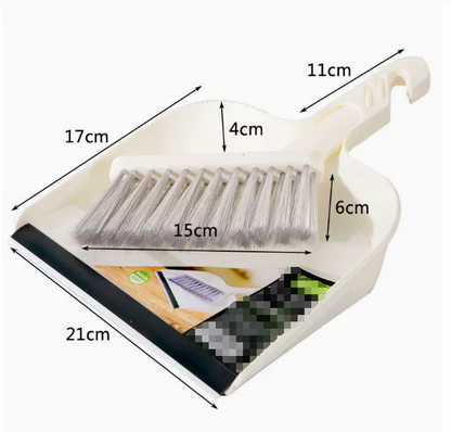 Beige Mini Dustpan and Brush Set Handheld Sweeping Broom with Rubber Lip for Desktop Kitchen Car and Camping Cleaning - Factory Direct Shop