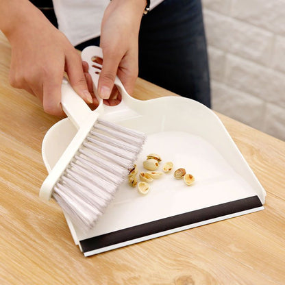 Beige Mini Dustpan and Brush Set Handheld Sweeping Broom with Rubber Lip for Desktop Kitchen Car and Camping Cleaning - Factory Direct Shop