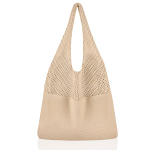 Brown Women's Large Mesh Beach Tote Bag Boho Crochet Shoulder Shopper Reusable Eco Grocery Net Bag for Summer Travel and Markets - Factory Direct Shop