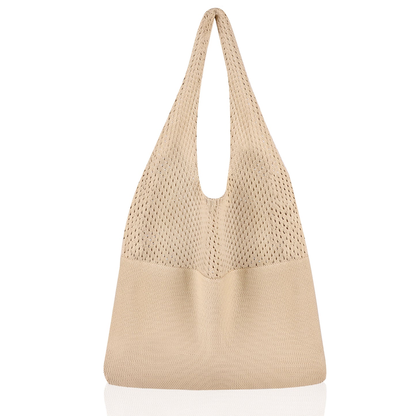 Brown Women's Large Mesh Beach Tote Bag Boho Crochet Shoulder Shopper Reusable Eco Grocery Net Bag for Summer Travel and Markets - Factory Direct Shop