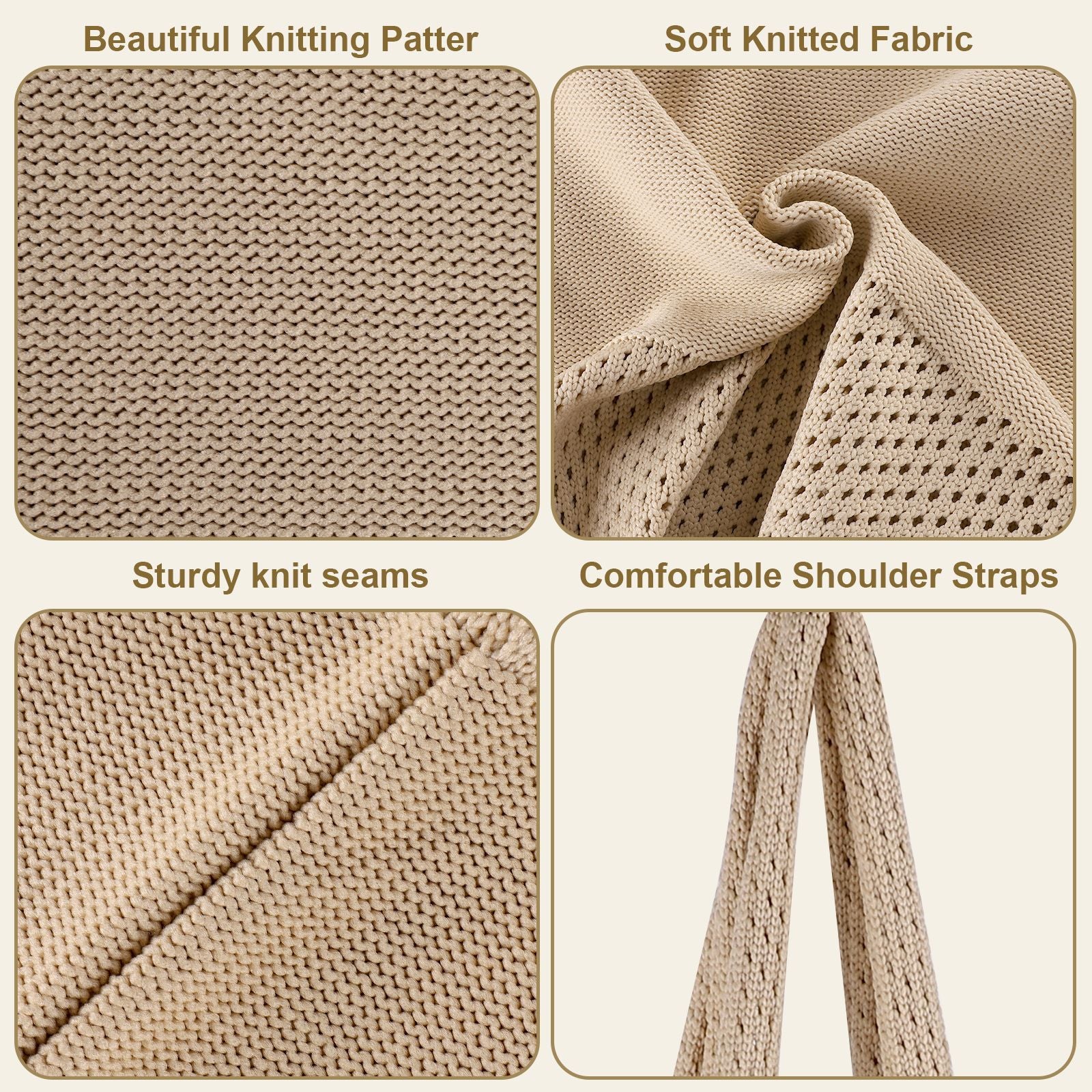 Brown Women's Large Mesh Beach Tote Bag Boho Crochet Shoulder Shopper Reusable Eco Grocery Net Bag for Summer Travel and Markets - Factory Direct Shop