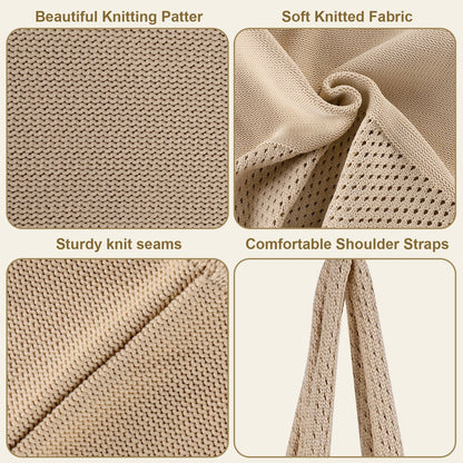 Beige Women's Large Mesh Beach Tote Bag Boho Crochet Shoulder Shopper Reusable Eco Grocery Net Bag for Summer Travel and Markets - Factory Direct Shop