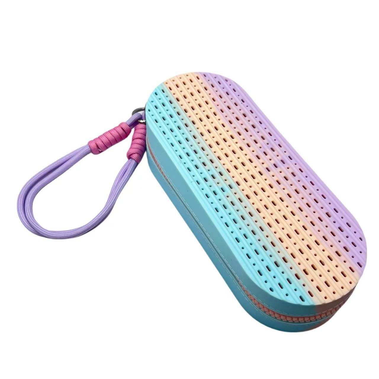 Blue - pink Breathable Silicone Swim Goggles Case Shockproof Sunglasses Protector Box Portable Large Capacity Storage Pouch with Hanging Strap for Swimming and Travel - Factory Direct Shop