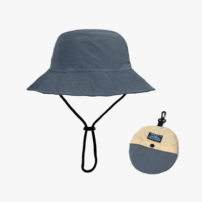 Grey Foldable Waterproof Bucket Hat Packable Sun Cap Wide Brim with Adjustable Drawstring for Fishing Camping and Hiking - Factory Direct Shop