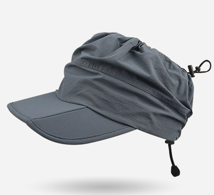 Grey Women's Foldable Sun Visor Cap Quick Dry Packable Empty Top Hat Adjustable Drawstring for Running Hiking and Summer Travel - Factory Direct Shop