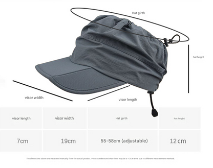 Grey Women's Foldable Sun Visor Cap Quick Dry Packable Empty Top Hat Adjustable Drawstring for Running Hiking and Summer Travel - Factory Direct Shop