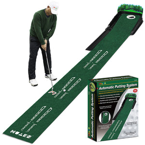 Indoor Golf Putting Mat with Automatic Ball Return System 2.6m Practice Green with Alignment Guides for Home and Office Training