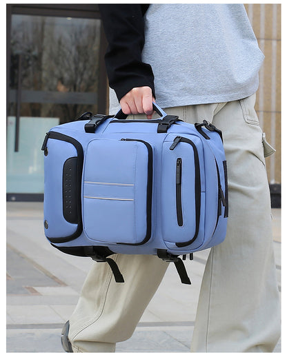 Large Capacity Convertible Travel Backpack - 16" Laptop Compartment, Shoe Pouch & USB Port(Grey)