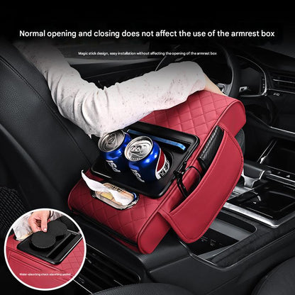 Premium Car Armrest Organizer & Comfort Pad(black red)