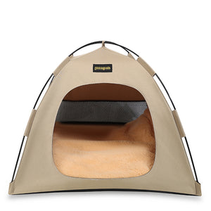 Medium Pet Tent for Cats & Dogs(Khaki) - Portable Comfort Shelter with Soft Cushion