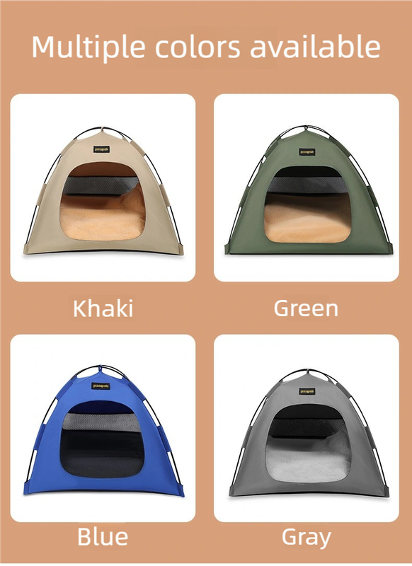 Small Size Pet Tent for Cats & Dogs(Khaki) - Portable Comfort Shelter with Soft Cushion