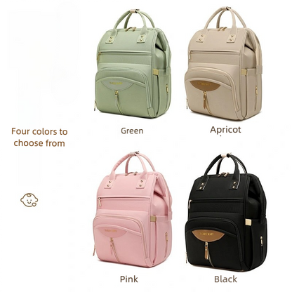 Multifunctional Diaper Bag Backpack(Green) - Large Capacity & Organized Storage for Baby Essentials