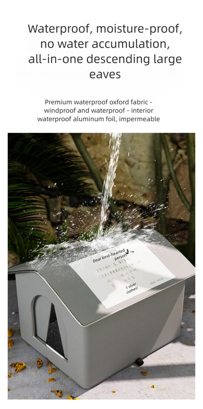 Small Size Elevated Indoor/Outdoor Pet Shelter(grey): Waterproof, Insulated for All-Season Warmth