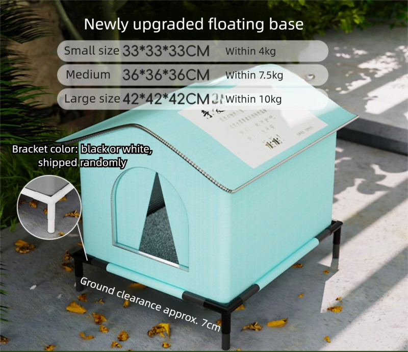 Small Size Elevated Indoor/Outdoor Pet Shelter(blue): Waterproof, Insulated for All-Season Warmth