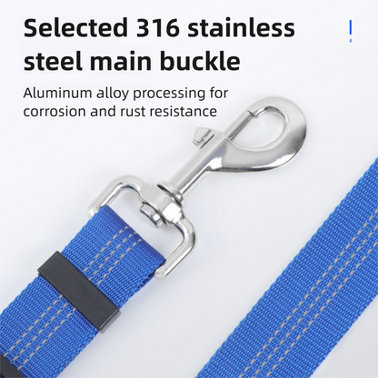 2PC Black Adjustable Dog Car Safety Seat Belt Leash - Anti-Shock Bungee Headrest Restraint with Reflective Stitching & 316 Stainless Steel Clip