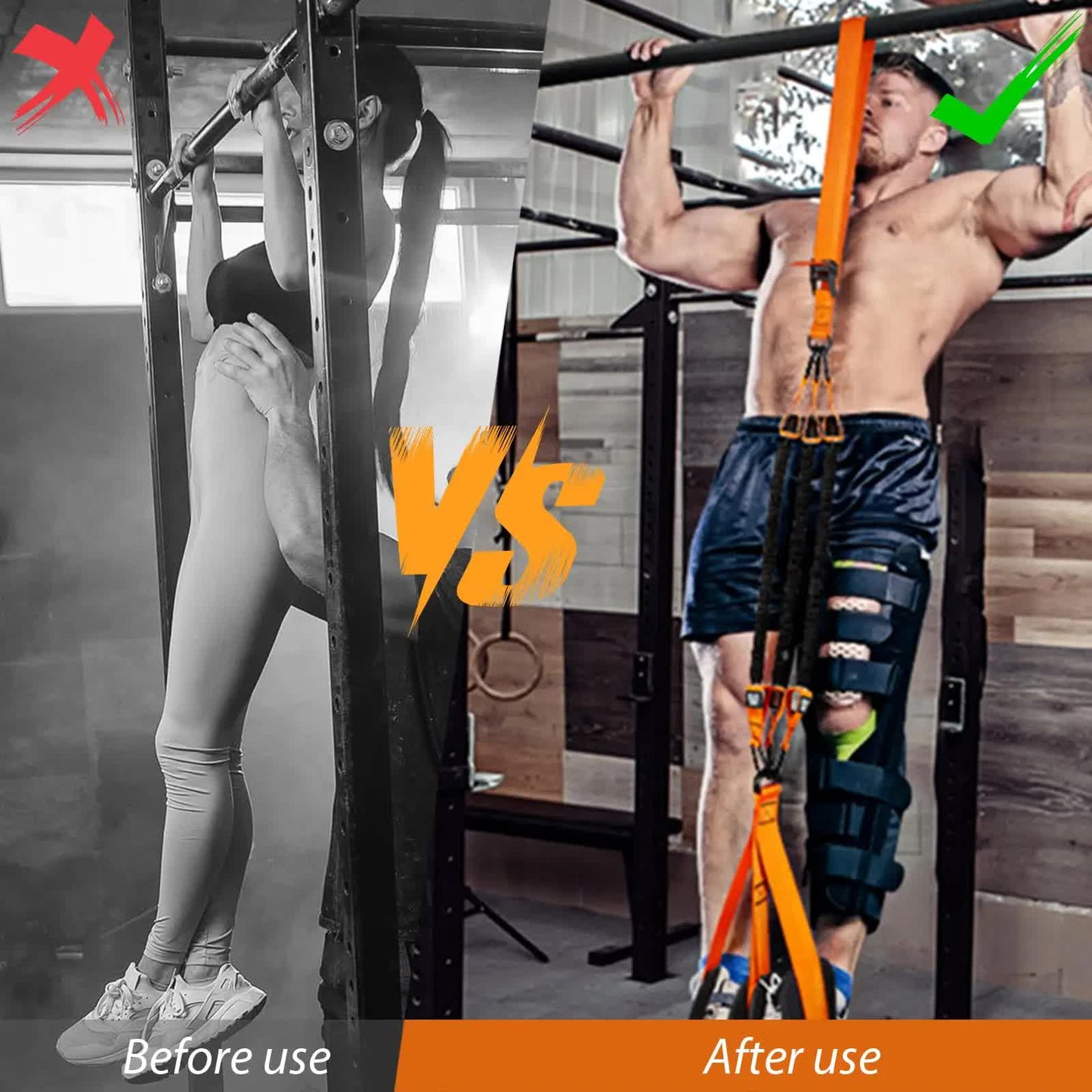 Orange (150lb)Heavy Duty Pull - Up Assist Strap System With Foam Handles - Adjustable Resistance Trainer for Pull - Ups and Home Gym Workouts - Factory Direct Shop