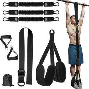 Black (225lb)Heavy Duty Pull - Up Assist Strap System With Foam Handles - Adjustable Resistance Trainer for Pull - Ups and Home Gym Workouts - Factory Direct Shop