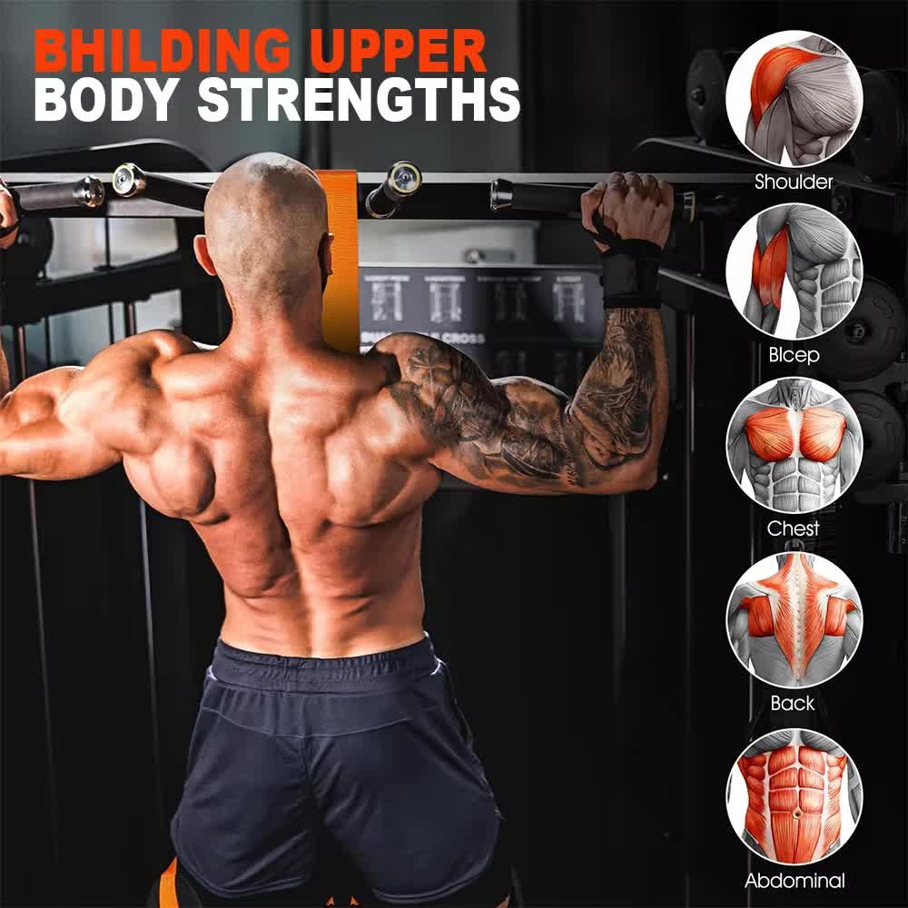 Black (225lb)Heavy Duty Pull - Up Assist Strap System With Foam Handles - Adjustable Resistance Trainer for Pull - Ups and Home Gym Workouts - Factory Direct Shop