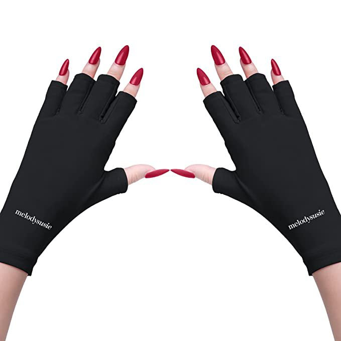 5-Pair Purple UV Protection Fingerless Gloves for Nail Art Curing and Cycling Sun Protection - Made of Nylon/Spandex, Manicure Hand Care