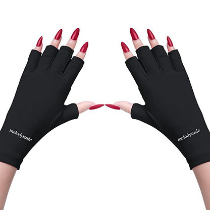 5-Pair Purple UV Protection Fingerless Gloves for Nail Art Curing and Cycling Sun Protection - Made of Nylon/Spandex, Manicure Hand Care