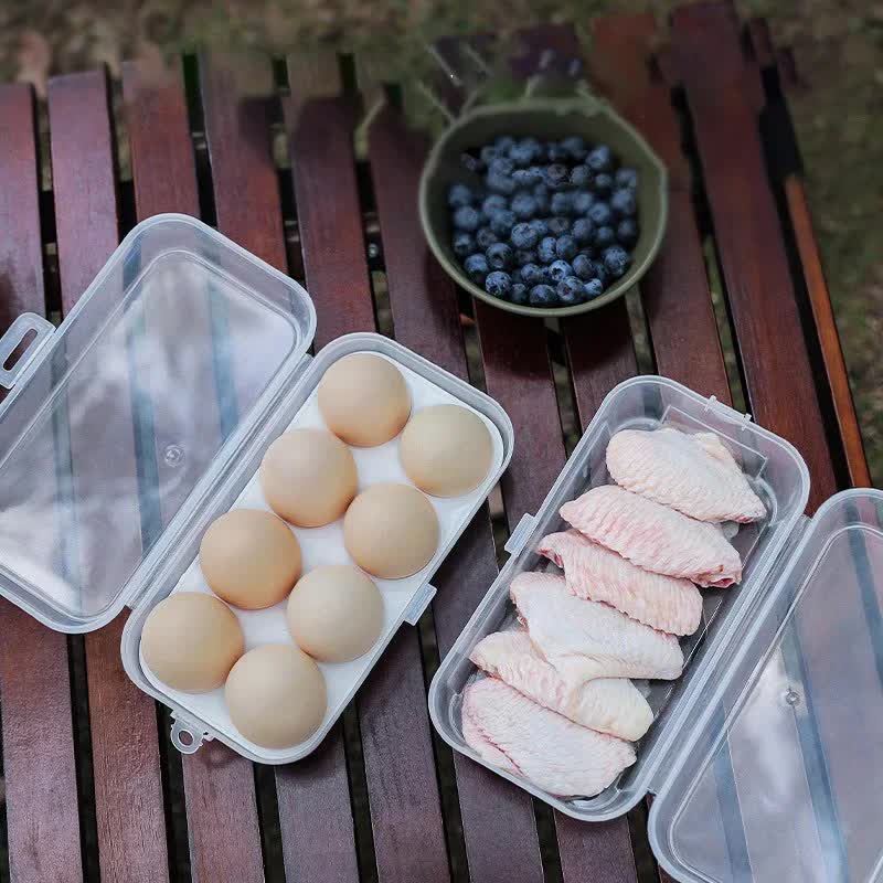 4 Pack Portable  8-Grid Shockproof Eggs Box With Egg Holder- Clear PP Plastic Storage Box, Secure Lock, Anti-Shock Tray for Outdoor Camping Picnic