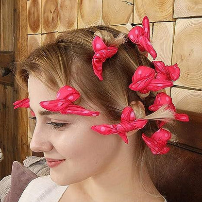 20-Pack Black Polka Dot Bow Sponge Hair Rollers Set -  Soft Sleep Pillow Lazy No-Heat Curler for Heatless Loose Curls Hair Style