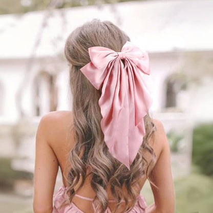 8-Color Set Luxury Satin Bow Hair Clips for Women - French Barrette Style, Sweet and Elegant Summer Hair Accessories