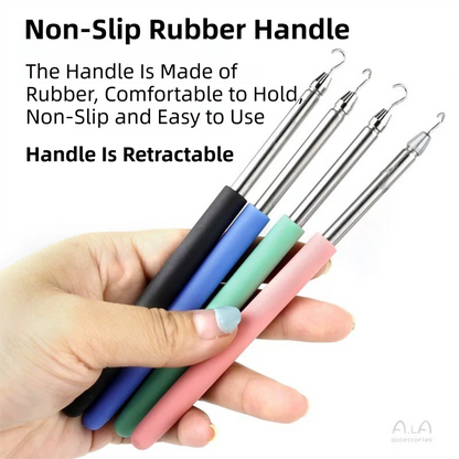 2-Pack Blue Jewelry Fastener Helper Tool - Quick Bracelet & Fine Chain Wearer Aid With Telescopic Titanium Steel Hook