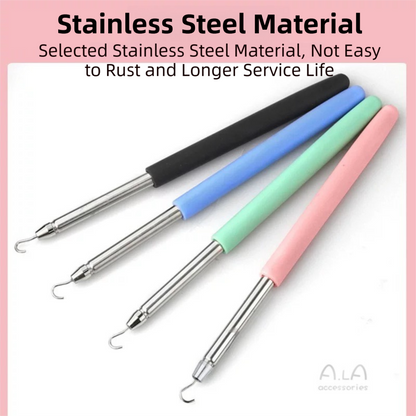 2-Pack Blue Jewelry Fastener Helper Tool - Quick Bracelet & Fine Chain Wearer Aid With Telescopic Titanium Steel Hook