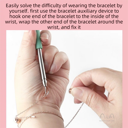 2-Pack Pink Jewelry Fastener Helper Tool - Quick Bracelet & Fine Chain Wearer Aid With Telescopic Titanium Steel Hook