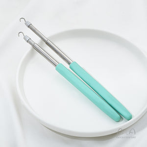 2-Pack Green Jewelry Fastener Helper Tool - Quick Bracelet & Fine Chain Wearer Aid With Telescopic Titanium Steel Hook