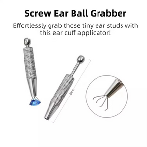 Stainless Steel Earring Wearer Helper - 4-Prong Grabber Tool , Ear Stud Threaded Ball Fixed Aid (6CM)