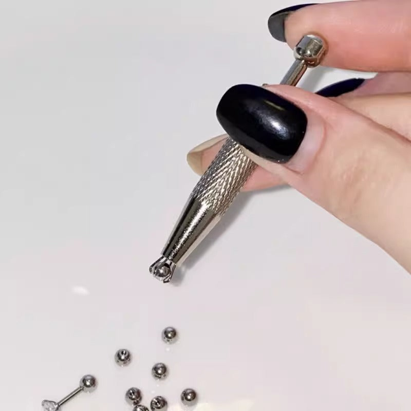 Stainless Steel Earring Wearer Helper - 4-Prong Grabber Tool , Ear Stud Threaded Ball Fixed Aid (6CM)