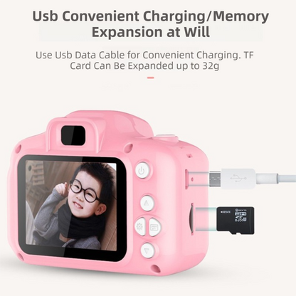 X2 Blue Single Lens Kids Carrot Bunny Digital Camera - Multi-Functions With 20MP Interpolation, Photo & Multiple Filters, 1080P Video and Game