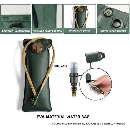 Outdoor Khaki 3L Hydration Bladder for Running & Cycling - Eco - Friendly PEVA Material Water Reservoir Pack Insert with Bite Valve & 93CM Water Pipe - Factory Direct Shop