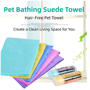 2 - Pack Large Size Super Absorbent Quick Drying Pet Towel with Storage Canister(65x42CM) - NonHair - Stick PVA Bath Towel for Dogs & Cats, Random Color - Factory Direct Shop