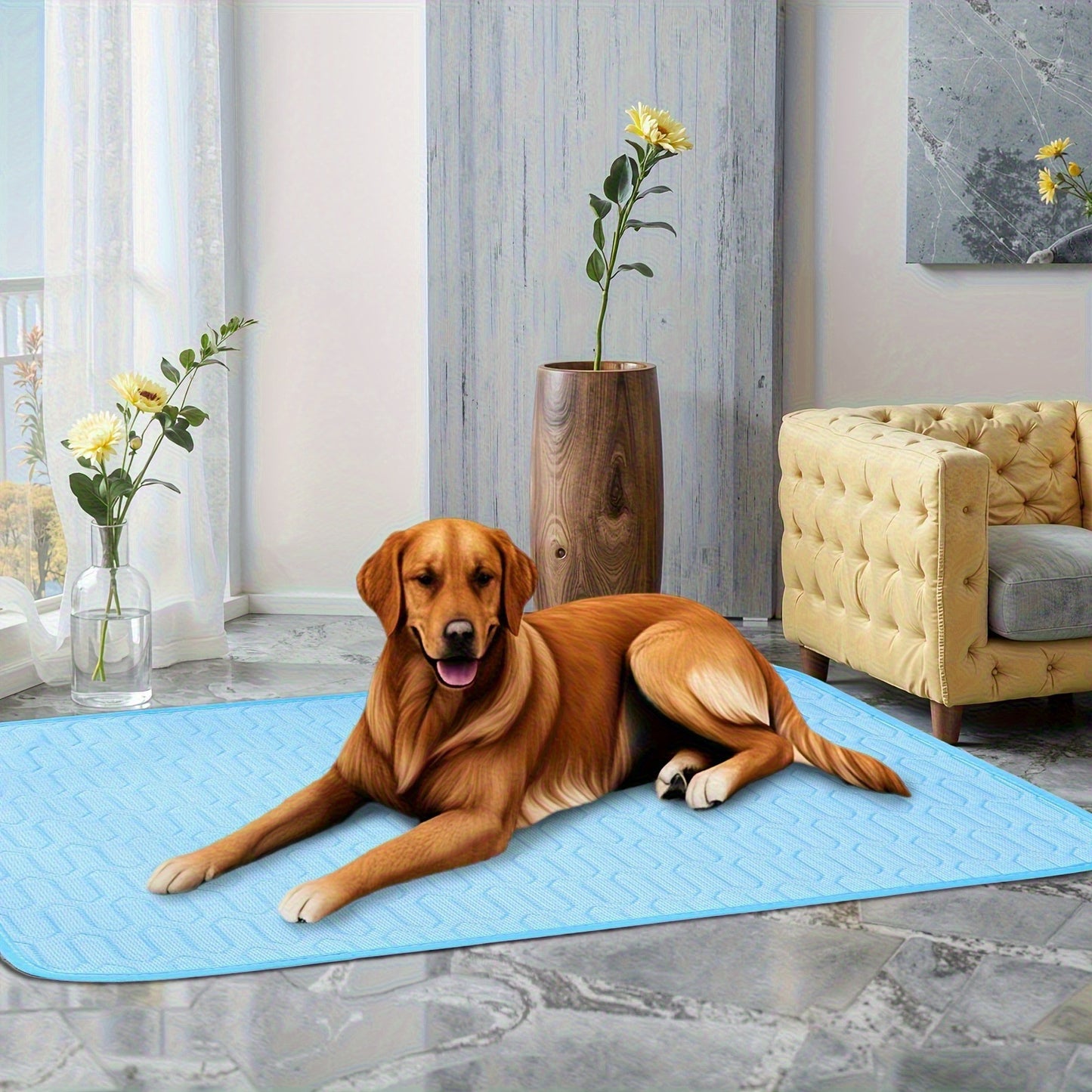 Blue Pet Summer Ice Silk Cooling Mat - Breathable Latex Sleep Pad for Dogs & Cats (40*30cm) - Factory Direct Shop