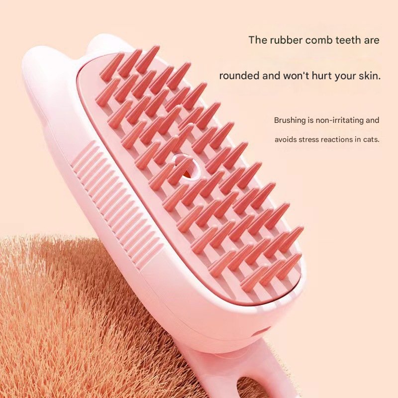 Pink Pet Spray Grooming Brush - 3 - in - 1 Steam Dematting Comb with Nano Mist for Cats & Dogs - Anti - Flying Hair & Massage - Factory Direct Shop
