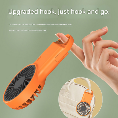 2-PCS White New Portable Handheld Air Cooler Fan - Foldable Desktop USB Rechargeable Mini Fan with Climbing Buckle