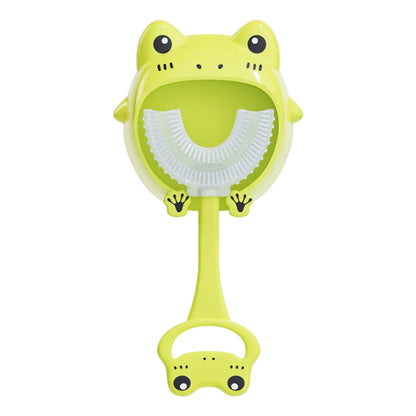 Green frog U - Shaped Kids Toothbrush - Food Grade Silicone Manual Toothbrush for 2 - 12 Year Olds - 360 degree Full Mouth Cleaning Baby Oral Care - Comes with Wall Mount Holder - Factory Direct Shop