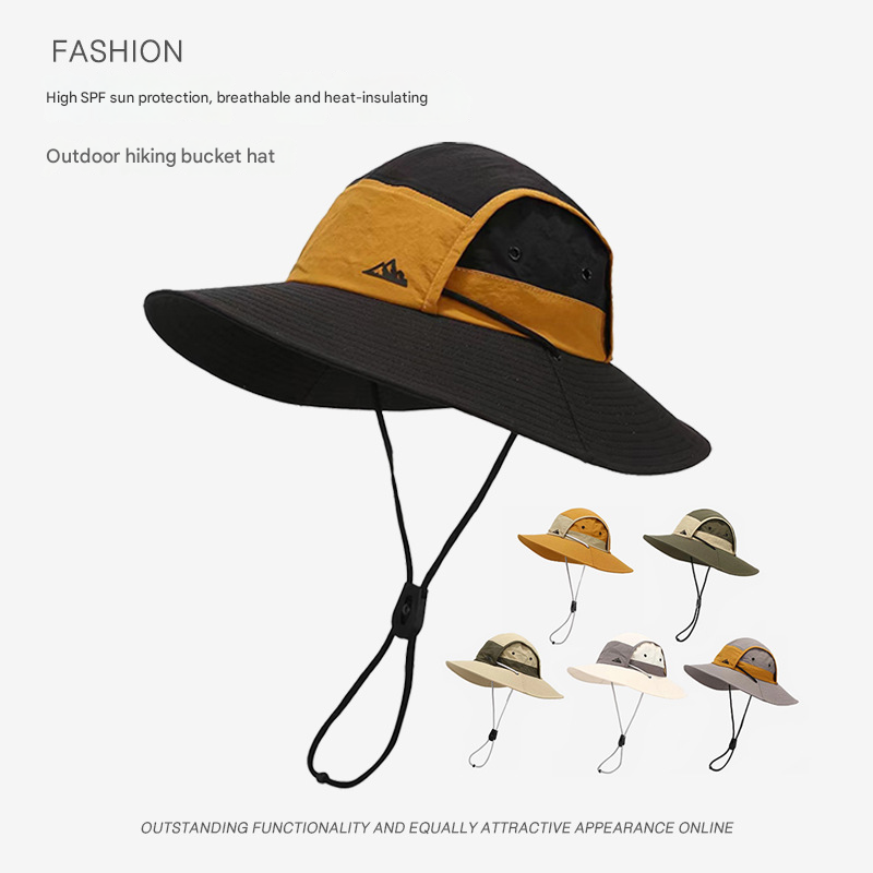Green Quick-Dry Sun Protection Bucket Hat for Men - Breathable Outdoor Hiking & Fishing Cap with Wide Brim
