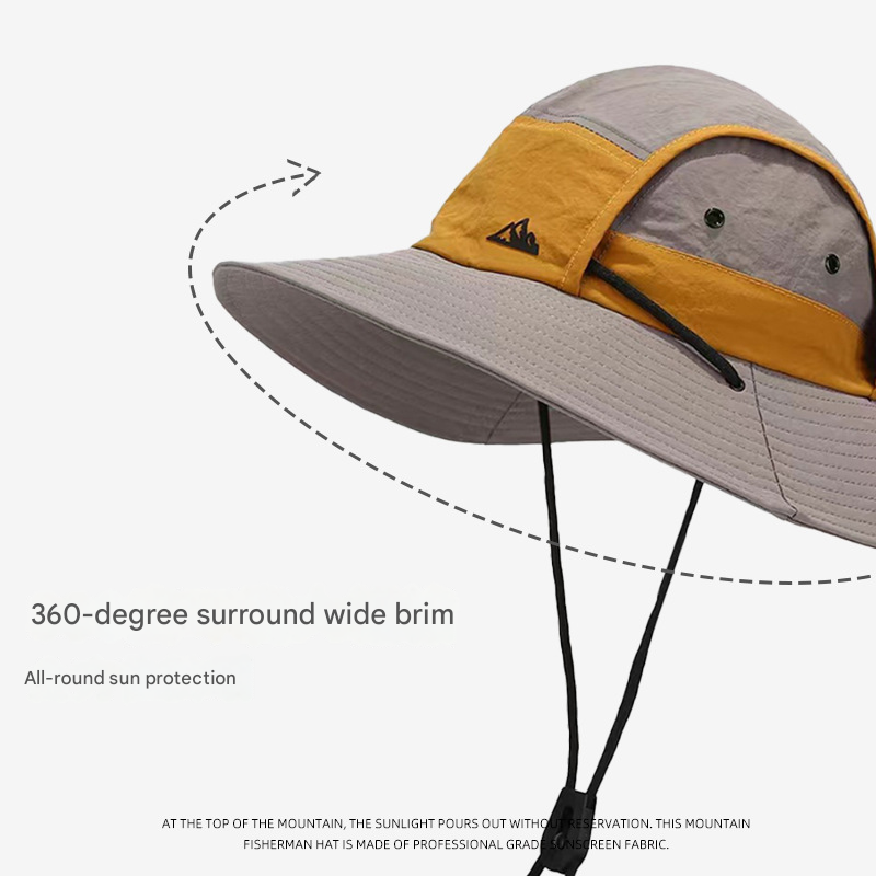 Green Quick-Dry Sun Protection Bucket Hat for Men - Breathable Outdoor Hiking & Fishing Cap with Wide Brim