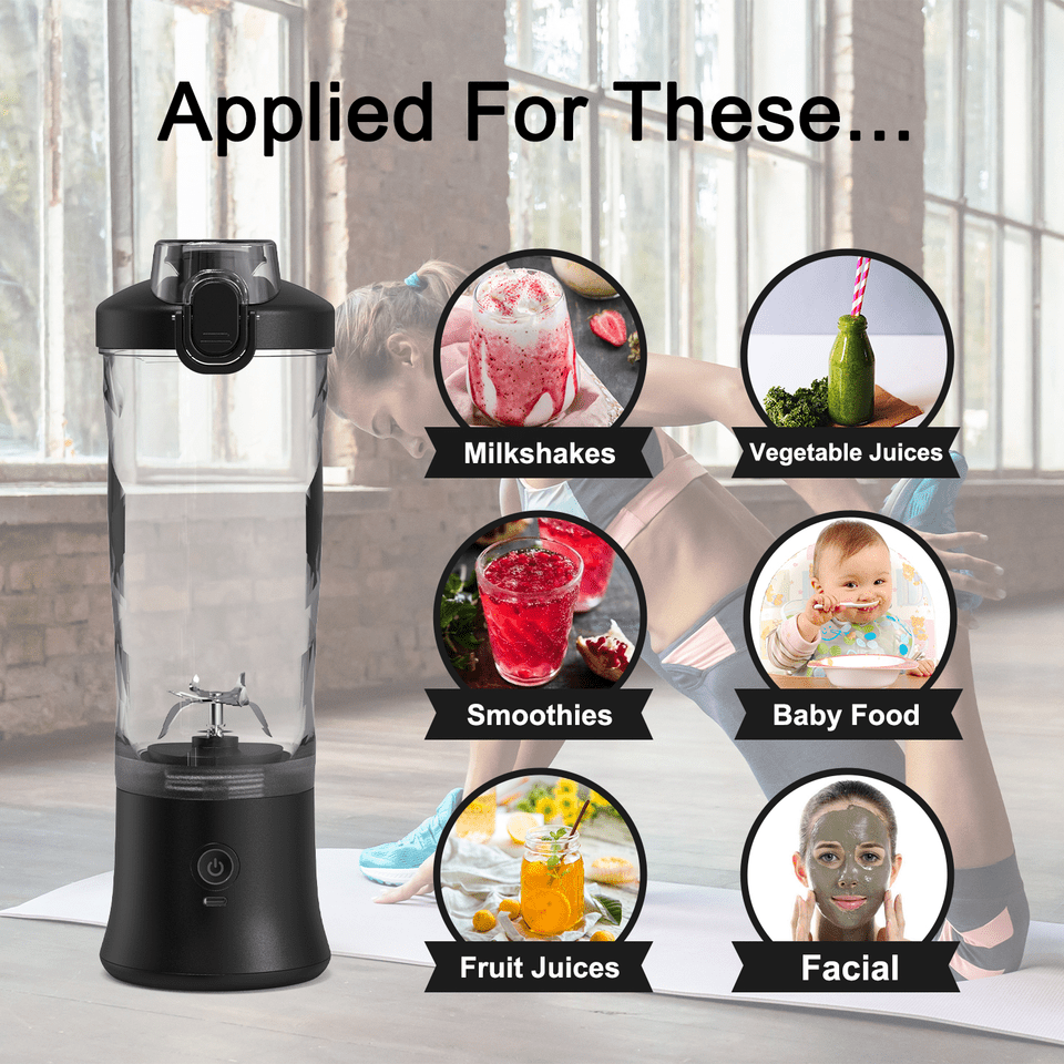 Pink Portable Blender 600ml Personal Smoothie Maker USB Rechargeable Juicer Cup with 6 Stainless Steel Blades 4000mAh Battery for Gym Travel and Camping - Factory Direct Shop