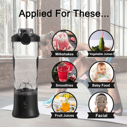 Blue Portable Blender 600ml Personal Smoothie Maker USB Rechargeable Juicer Cup with 6 Stainless Steel Blades 4000mAh Battery for Gym Travel and Camping - Factory Direct Shop