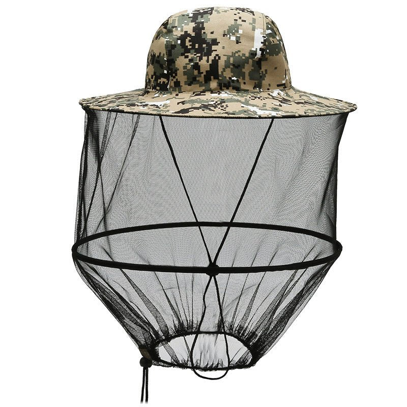 Grey camouflage Outdoor Fishing Hat with Mesh Head Net Sun Protection Bucket Cap Anti - Mosquito Fly Guard for Gardening Hiking & Beekeeping - Factory Direct Shop