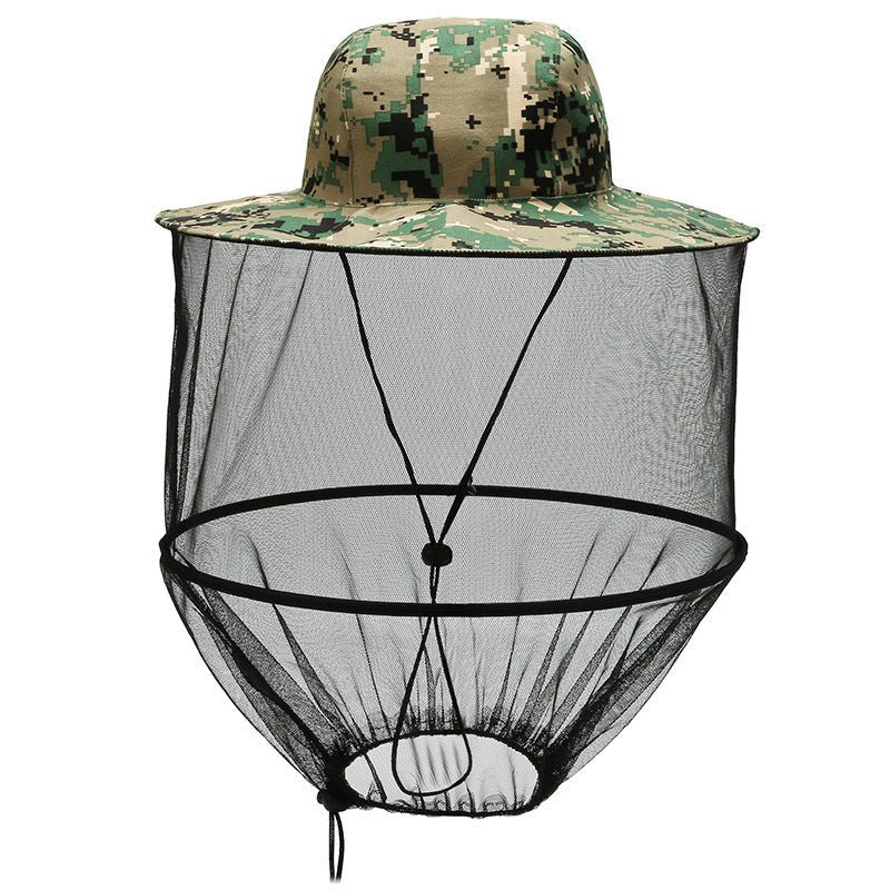 Green camouflage Outdoor Fishing Hat with Mesh Head Net Sun Protection Bucket Cap Anti - Mosquito Fly Guard for Gardening Hiking & Beekeeping - Factory Direct Shop
