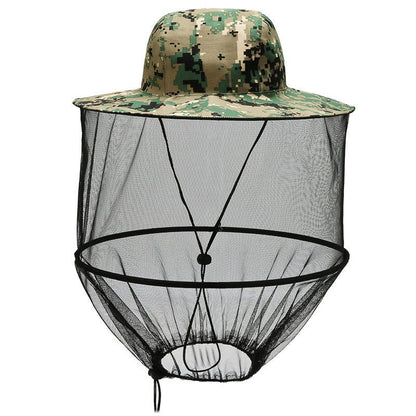 Green camouflage Outdoor Fishing Hat with Mesh Head Net Sun Protection Bucket Cap Anti - Mosquito Fly Guard for Gardening Hiking & Beekeeping - Factory Direct Shop