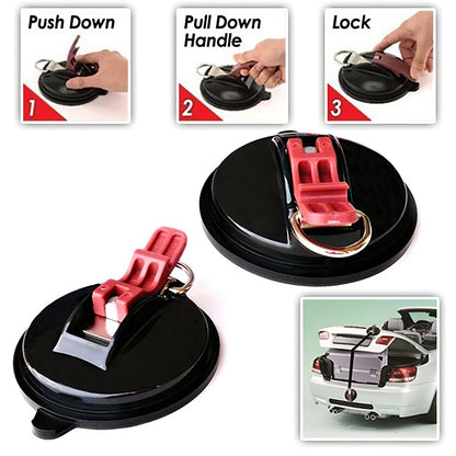 4 Pack Black plate + red button Heavy Duty Suction Cup Anchors with S-Hooks for Car Side Awnings and Camping Tarps Multifunctional Tie Down Points for Outdoor Road Trips 10kg Capacity