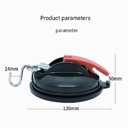 4 Pack Black plate + red button Heavy Duty Suction Cup Anchors with S-Hooks for Car Side Awnings and Camping Tarps Multifunctional Tie Down Points for Outdoor Road Trips 10kg Capacity